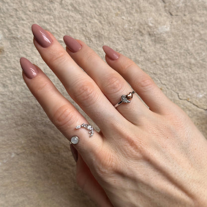 Ring 925er Silber Herzflügel Bicolor