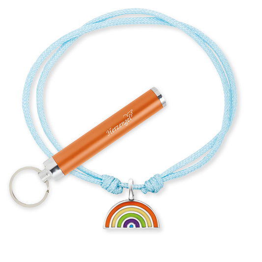 Engelsrufer Mädchen Kinderarmband hellblau Nylon mit Regenbogen Anhänger