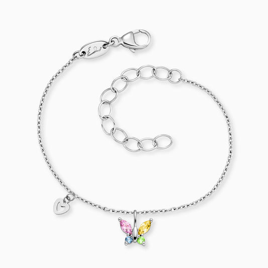 Kinder Armband Edelstahl Schmetterling mit Zirkonia multicolor