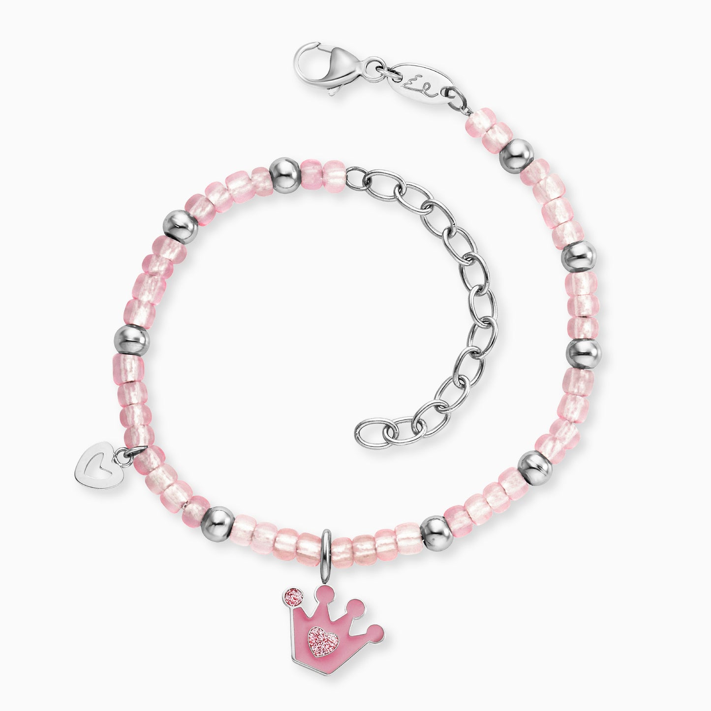 Kinder Armband Glitzerkrone mit Glasperlen mit Emaille