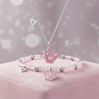 Kinder Armband Glitzerkrone mit Glasperlen mit Emaille