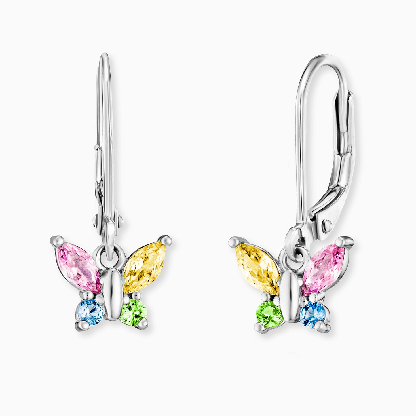 Herzengel Ohrhänger Edelstahl Schmetterling mit Zirkonia Kinder in Multicolor
