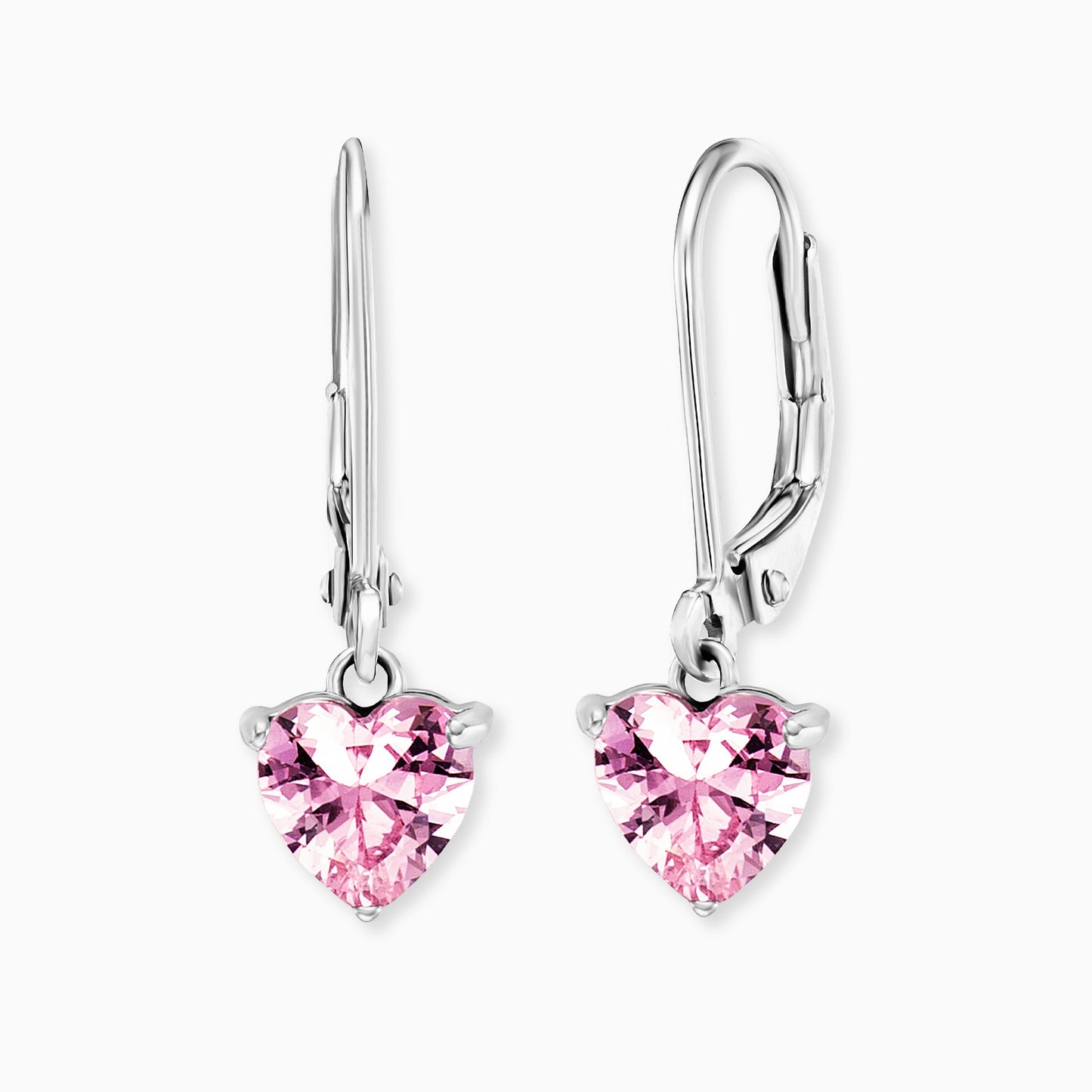 Herzengel Ohrhänger Edelstahl Herz mit Zirkonia rosa Kinder