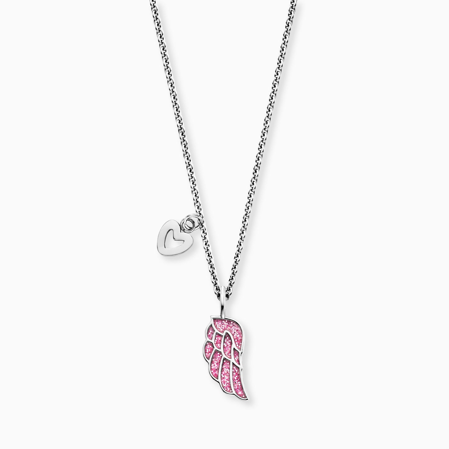 Kinder Halskette Edelstahl Glitzerflügel Emaille
