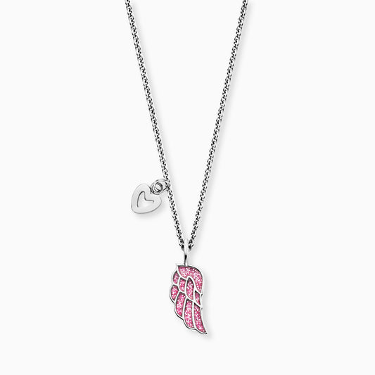 Kinder Halskette Edelstahl Glitzerflügel Emaille