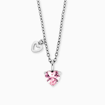 Herzengel Schmetterling Edelstahl IP Rhodium mit Zirkonia rosa Halskette
