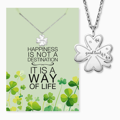 Grußkarte Happiness mit Halskette Edelstahl Silber
