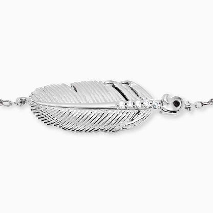 Armband Engelsrufer silber mit Anhänger Feder und Zirkonia