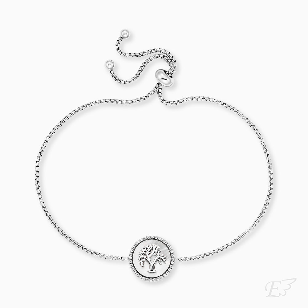 Engelsrufer bracelet in silver with tree of life on white mother-of-pearl