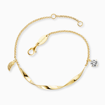 Engelsrufer Damen Armband Twist mit kleinem Flügel und Zirkoniastein gold