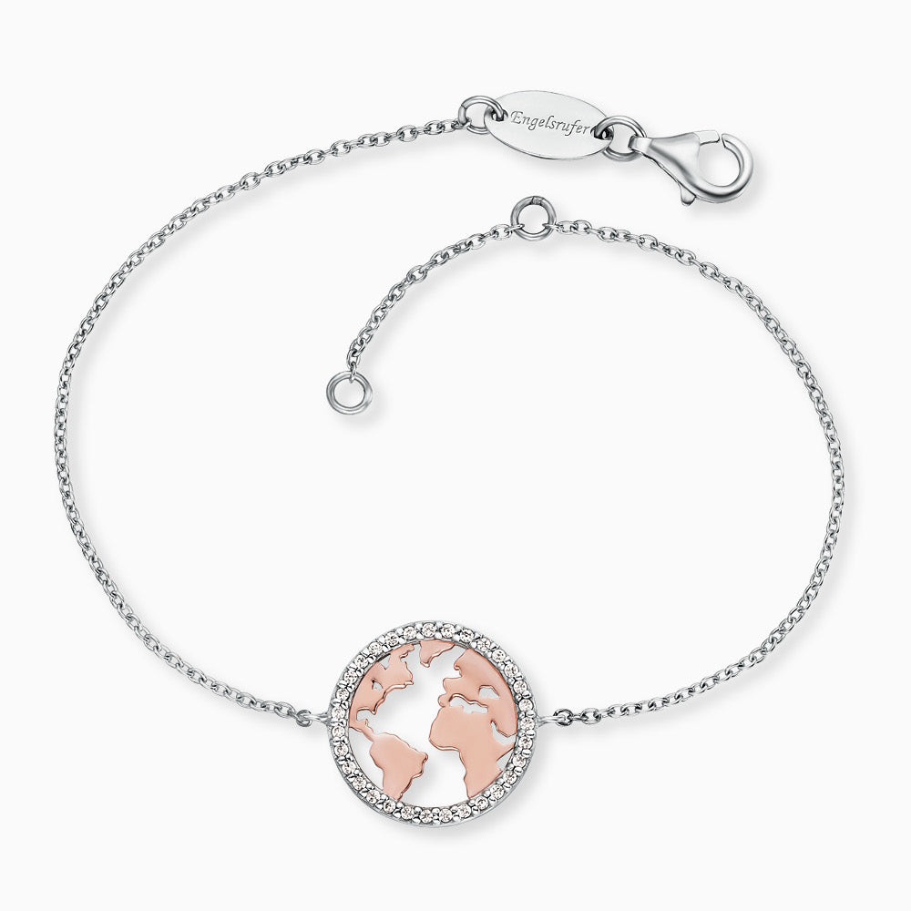 Engelsrufer Damen-Armband silber und rosegold Welt mit Zirkoniasteinen