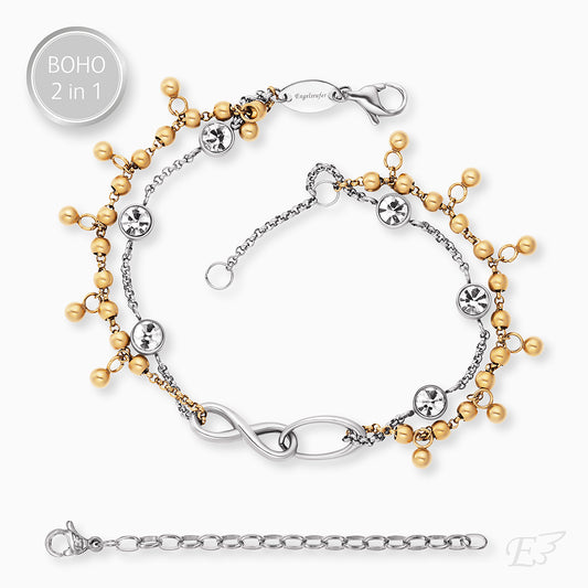 Engelsrufer Duo 2 in 1: Bracelet anklet BOHO Infinity Bicolor