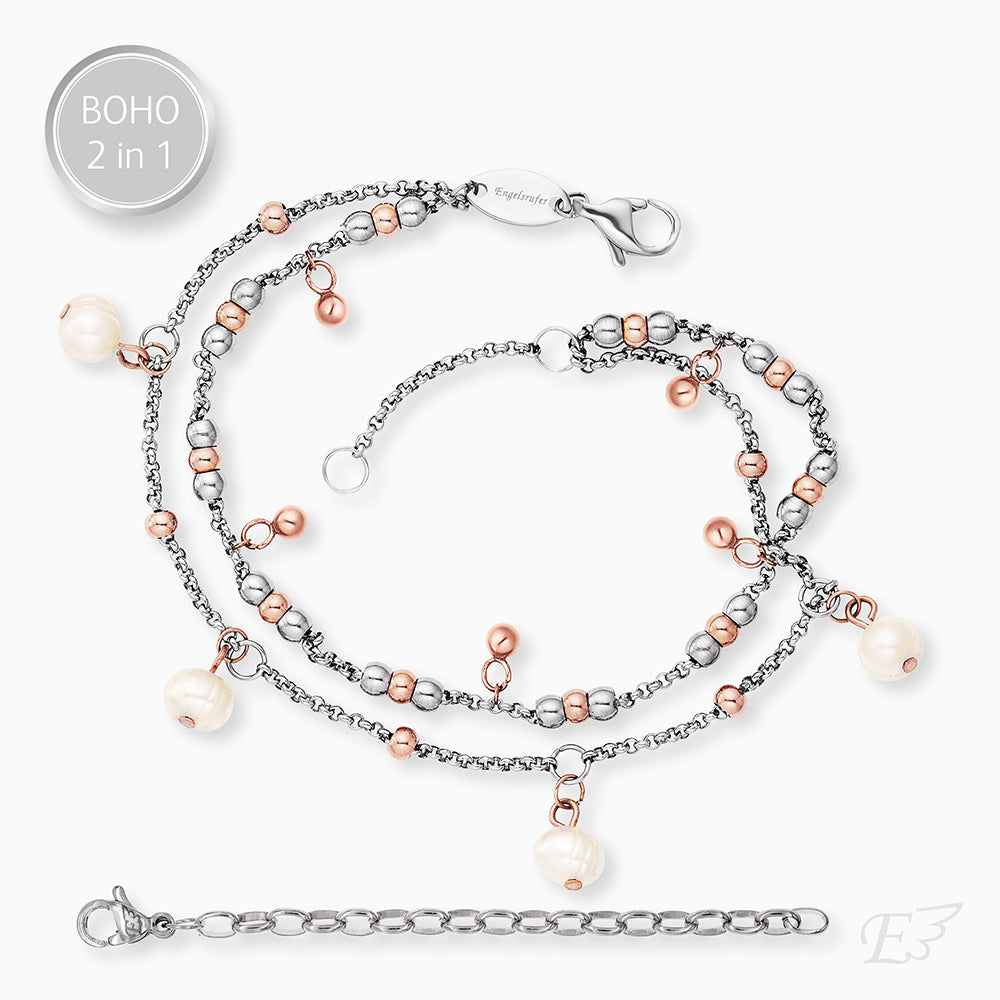 Engelsrufer Duo 2 in 1: Bracelet anklet BOHO bicolor with freshwater pearls