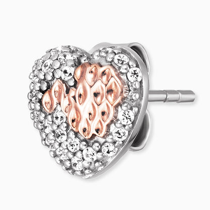 Engelsrufer women's heart stud earrings with zirconia silver, rose gold bicolor