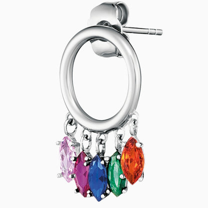 Engelsrufer women's silver stud earrings with colorful movable zirconia