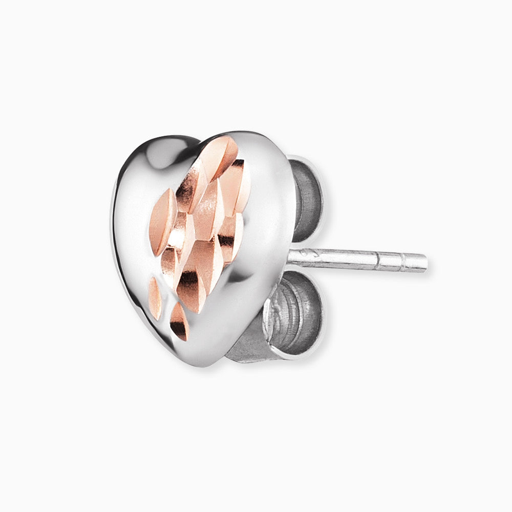 Engelsrufer Damen-Ohrstecker silber Herz mit rosegold Details