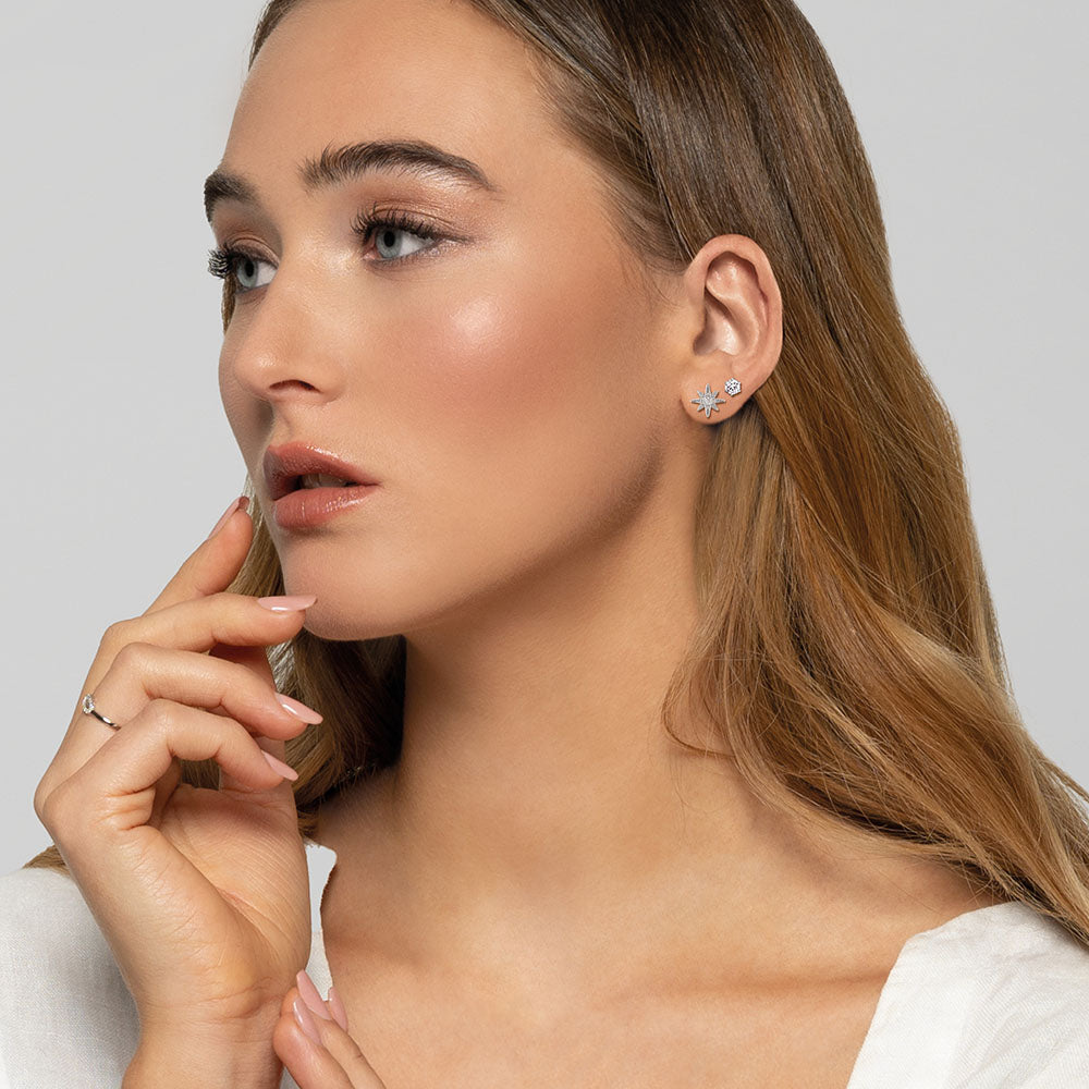 Engelsrufer silver stud earrings for women star symbol and zirconia stones