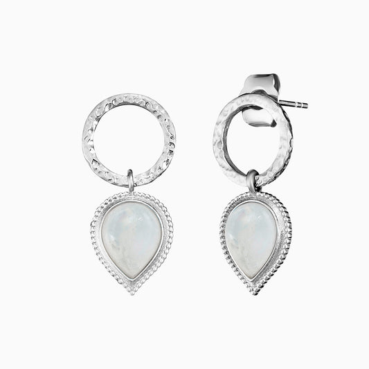 Engelsrufer women's silver stud earrings Pure Moondrop with moonstone