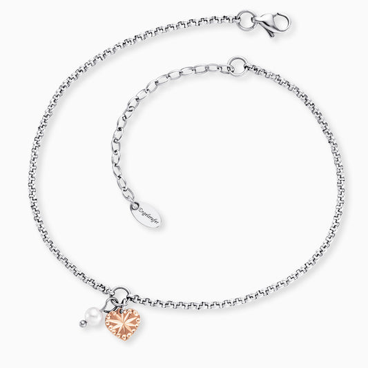 Engelsrufer anklet heart stainless steel ladies with pearls rose