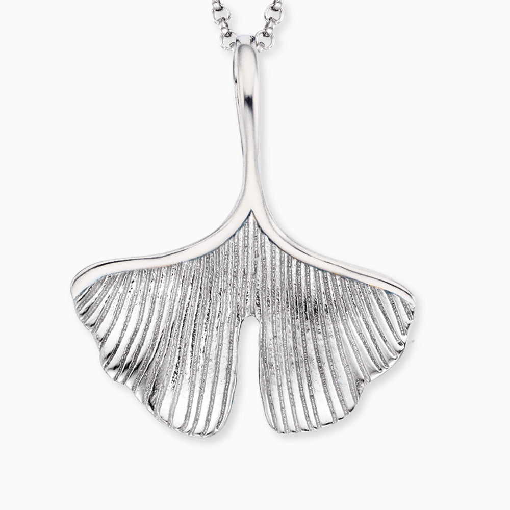 Engelsrufer women's silver necklace 45+5 cm with colored zirconia, ginkgo and dragonfly pendant