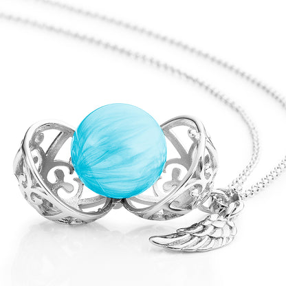 Engelsrufer women's necklace silver with wing pendant and Chime in mother-of-pearl turquoise in 45 + 5 cm