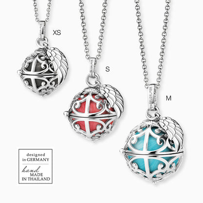 Engelsrufer women's necklace silver with wing pendant and Chime in mother-of-pearl turquoise in 45 + 5 cm