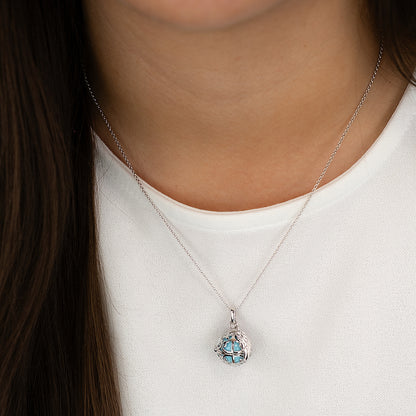 Engelsrufer women's necklace silver with wing pendant and Chime in mother-of-pearl turquoise in 45 + 5 cm