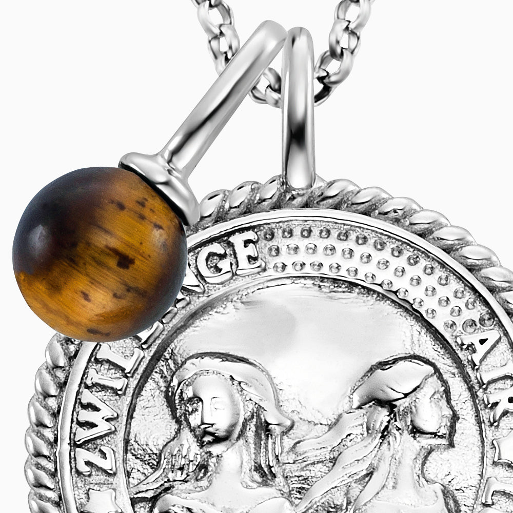 Engelsrufer women's necklace silver with zirconia and tiger eye stone for the zodiac sign Gemini