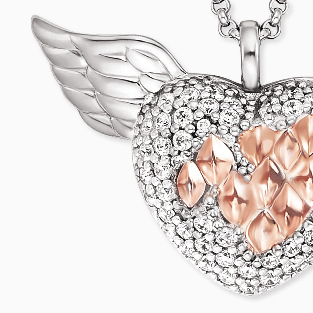 Engelsrufer Silberkette Damen mit Heartangel Silber und Rosé