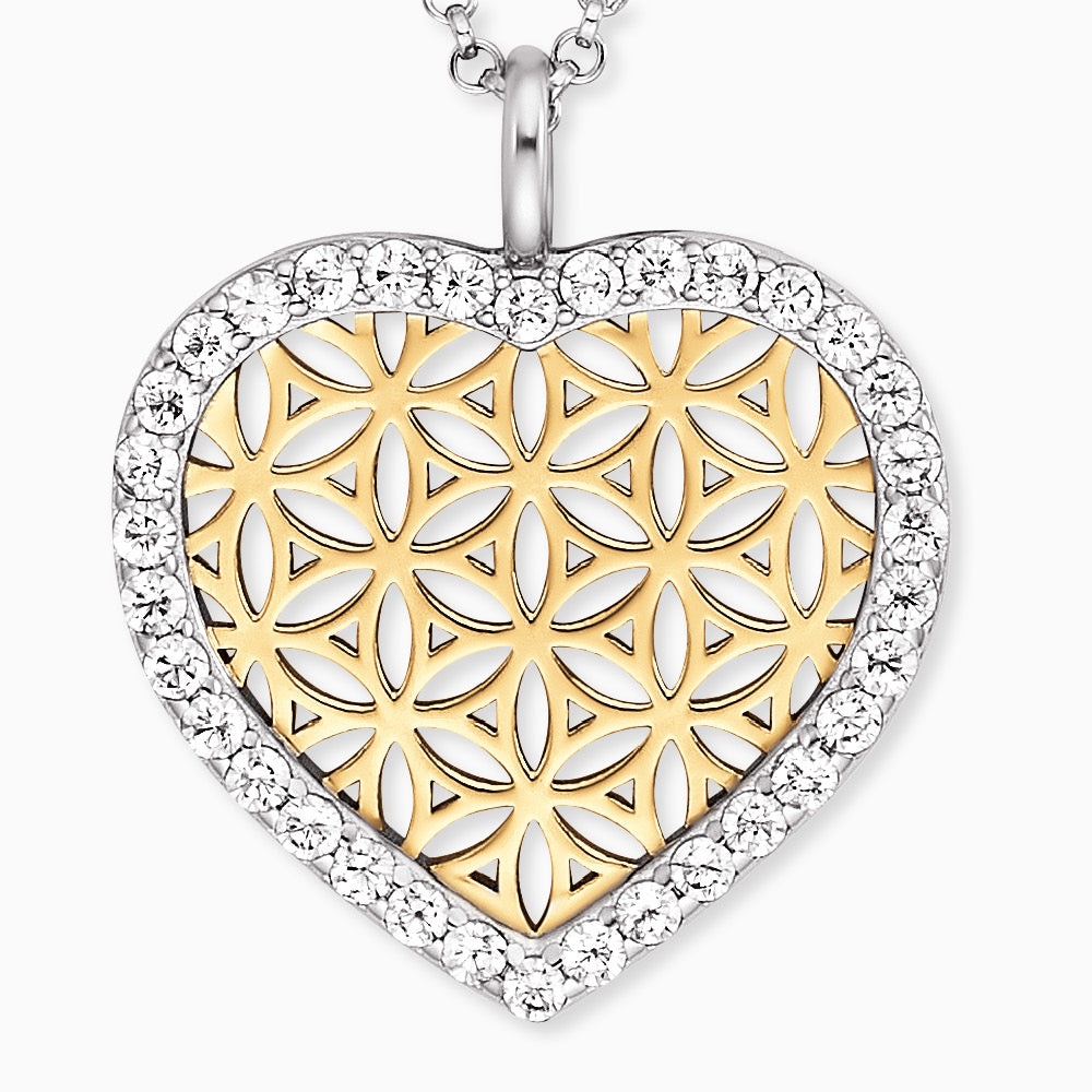 Engelsrufer women's necklace heart flower of life silver with zirconia