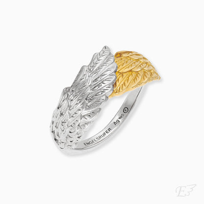 Engelsrufer size-adjustable ring wing symbol gold-plated sterling silver