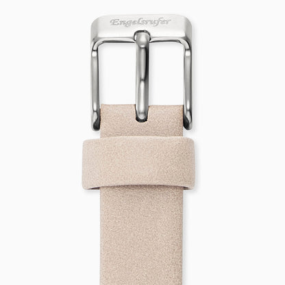 Engelsrufer leather watch strap beige with silver clasp 14 mm