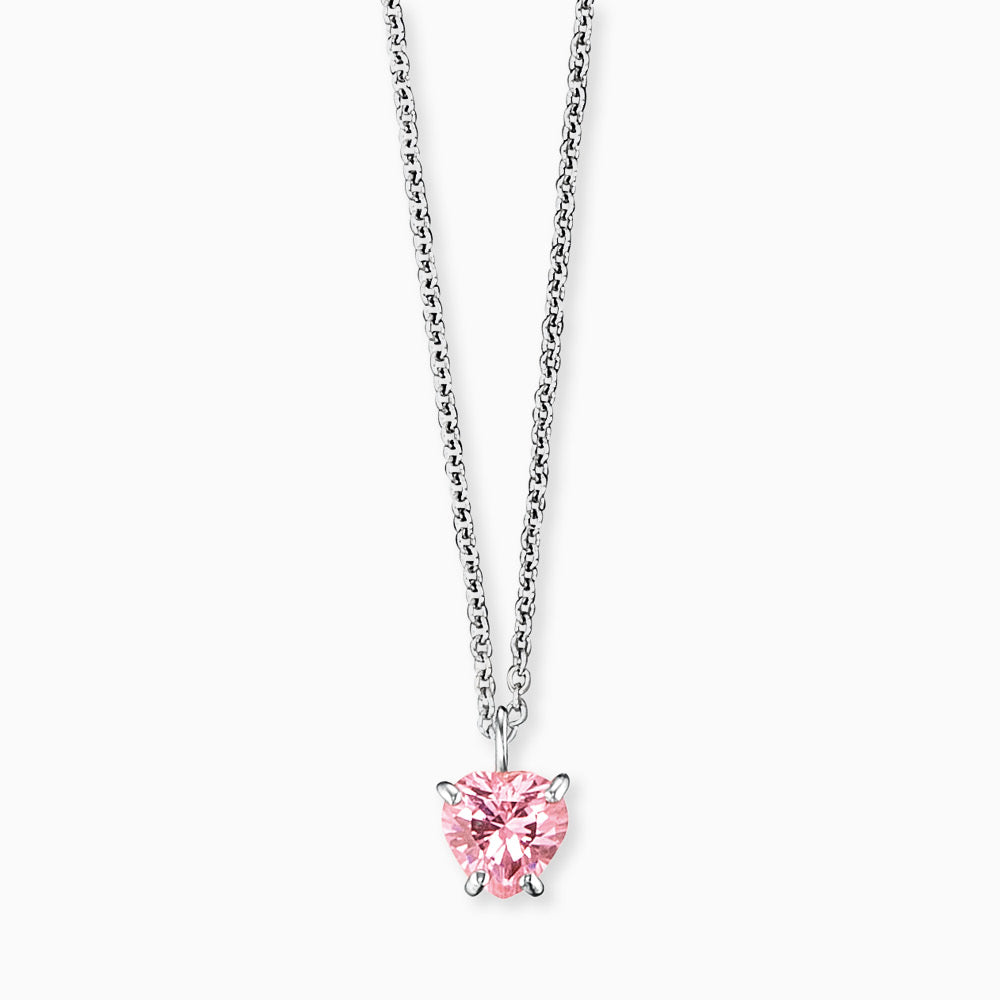 Engelsrufer Mädchen-Kinderkette Silber mit Zirkonia Herz rosa