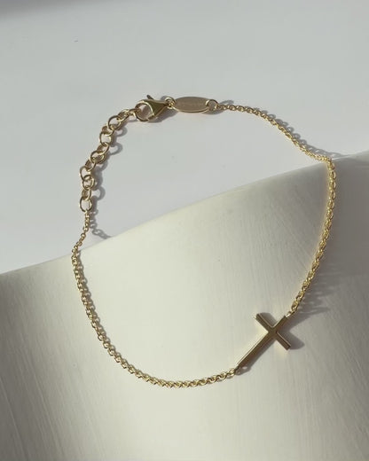 Armband 925er Silber Kreuz Gold