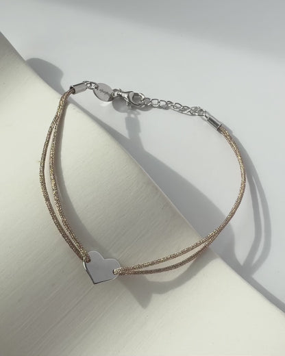 Armband Nylon und 925er Silber mit Herz