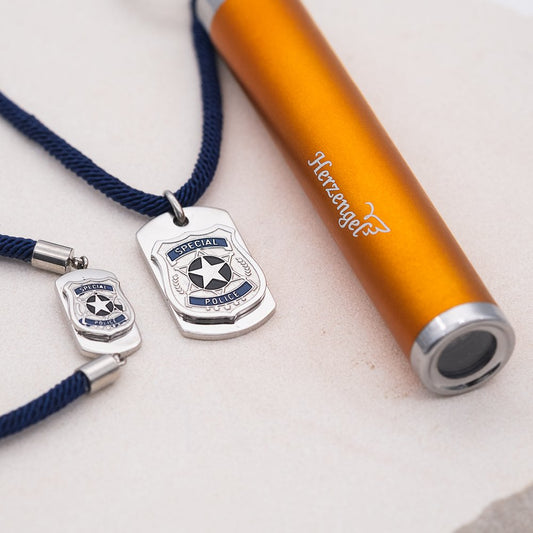 Herzengel Schulstart-Set: Armband & Kette Polizei + Taschenlampe