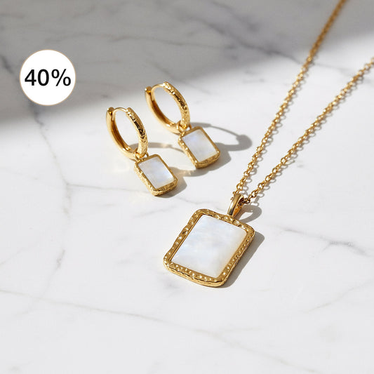 2er Schmuckset 925er Silber Halskette Creolen Pure Moon Gold