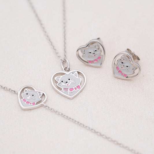 Herzengel Schulstart-Set: Armband, Kette & Ohrstecker Katze