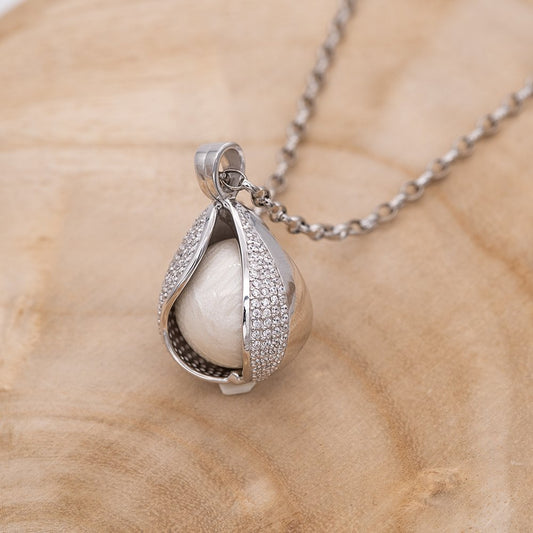 Himmelsträne Set: Ankerkette & Anhänger mit Zirkoniasteinen